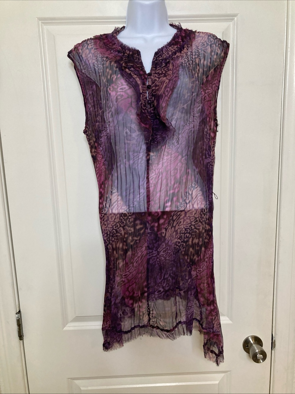 Y2K Sheer Black Purple Ruffles Dark Fairy Whimsygoth Asymmetrical Tunic Top M